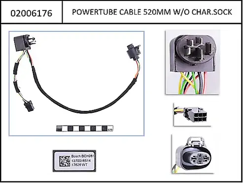 Bosch Battery cable PowerTube 520mm, w/o charing socket 